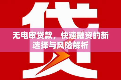 旬阳无电审贷款，快速融资的新选择与风险解析