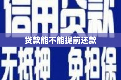 旬阳贷款能不能提前还款